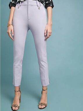 Anthropologie Lavender Cropped Tailored Straight Ankle Pants